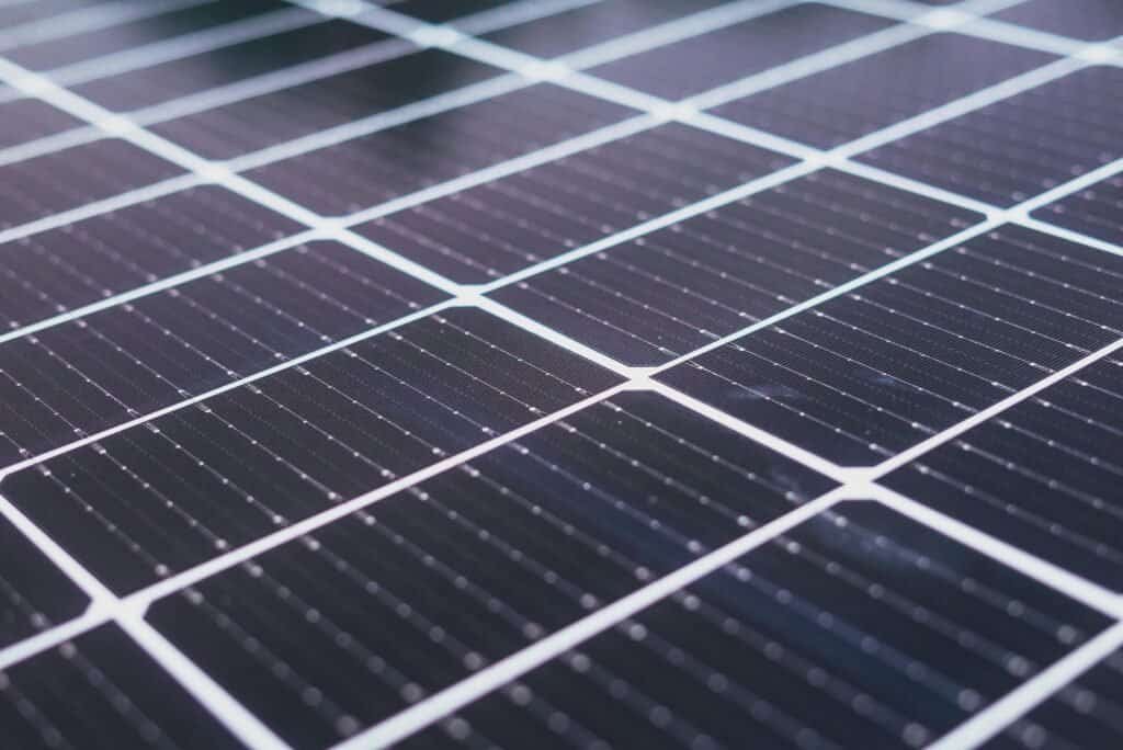 Detailed close-up view of solar panels showcasing renewable energy technology.